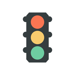 Modern Flat Design of a Traffic Signal with Colored Lights and Angled Corners for Urban Infrastructure Illustration