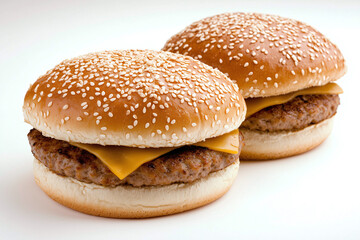 Sesame seed hamburger bun with juicy beef patty and melted cheese creates delicious and satisfying meal. Perfect for any occasion, these burgers are sure to please