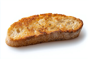 Toasted crostini slice with crunchy golden texture, perfect for appetizers or toppings. This slice showcases delightful crispiness and warm, inviting appearance