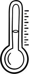 Thermometer icon illustration in simple black line art style  