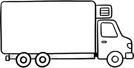 Delivery truck illustration in outlined sketch style  