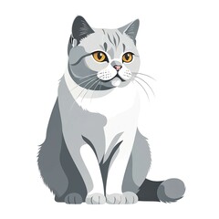Fototapeta premium ブリティッシュショートヘアのポートレートイラスト