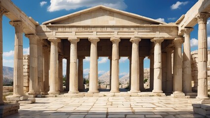 Fototapeta premium Hall of Light: Classical Architecture with Towering Columns
