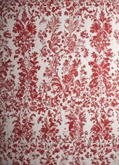 Crimson flock wallpaper, intricate damask detail, retro white backdrop , red, graphic