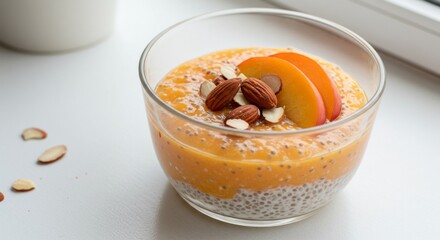 Peach Chia Seed Pudding with Almonds