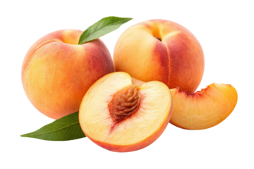 ripe peaches isolated on white background