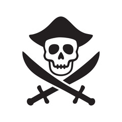 black white pirate skull icon