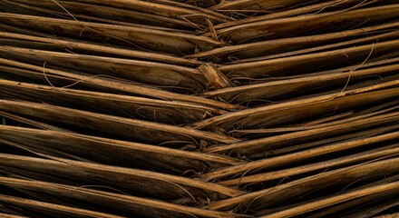 Detailed Closeup of Dried Palm Leaf Texture