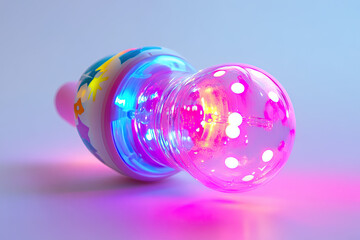 Electric Rattle with Changing Lights on White Background

