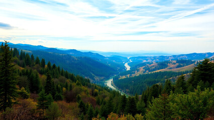 Fototapeta premium Beautiful summer landscape with a river and a tree in the foreground