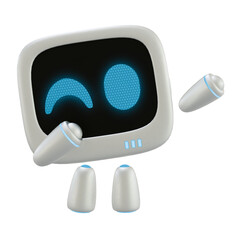 Cute robot 3D character with a wink eye gesture. 3D render.
