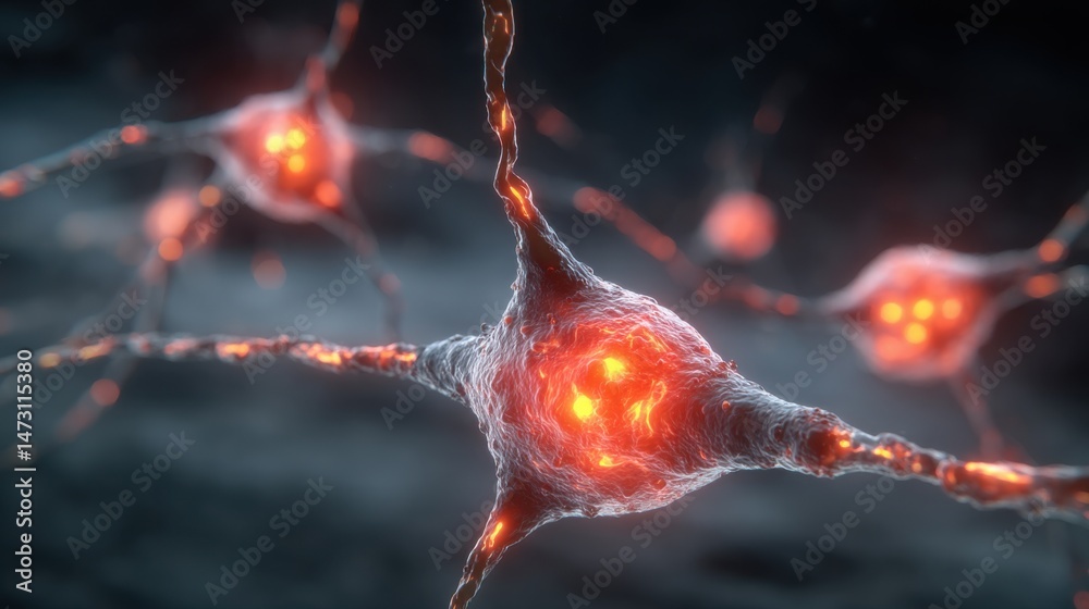 Poster conceptual illustration of neural targeting system icon representing intelligent segmentation in dat