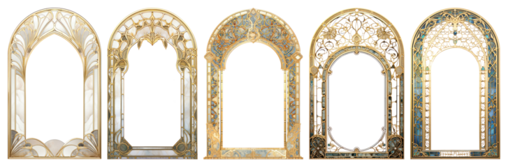 PNG Minimal unicorn arch art nouveau architecture gold gate transparent background.