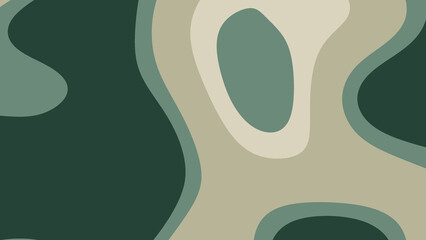 Abstract art with green beige wavy shapes and small circles, suitable for backgrounds, wall art, or digital design projects.