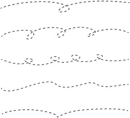 手描きのシンプルな罫線素材セット（破線）