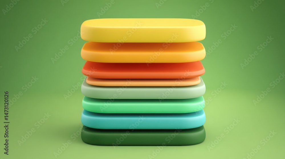Poster visual representation of predictive offer stack icon concept with layered conversion elements and da