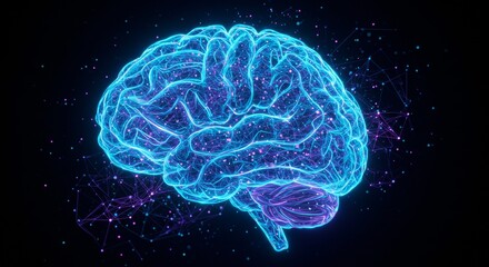 Fototapeta premium Vibrant Digital Brain with Node Connections