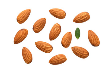 almonds isolated on white background