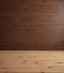 Naklejka premium Deep brown wood backdrop, slightly textured, warm undertones, subtle beige highlights , natural wood, wooden texture, brown
