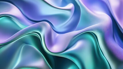 Fototapeta premium Abstract iridescent fabric folds. Soft, flowing, vibrant colors create a dynamic, fluid design