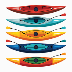 Six classic kayak transport isolated on white background