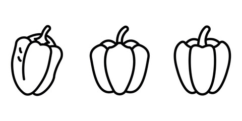 capsicum outline or line icon design bundle.