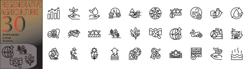 regenerative agriculture icon set cannot be edited already expanded and merged