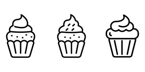 cupcake outline or line icon design bundle.