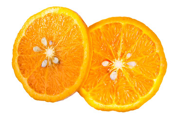 slice of orange fruit isolated on white or transparent background. png image