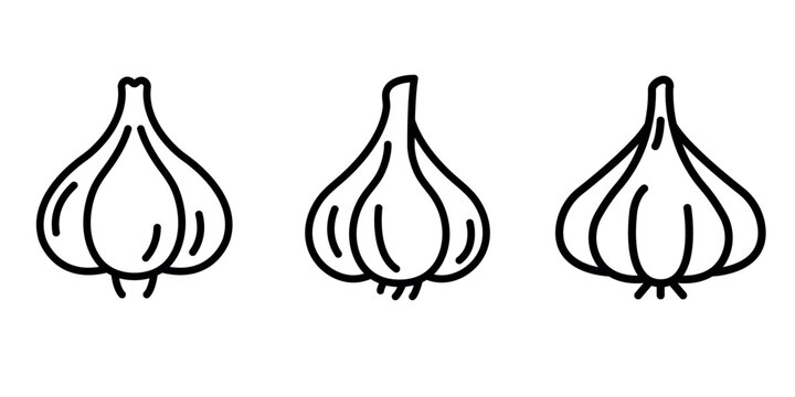 garlic outline or line icon design bundle.