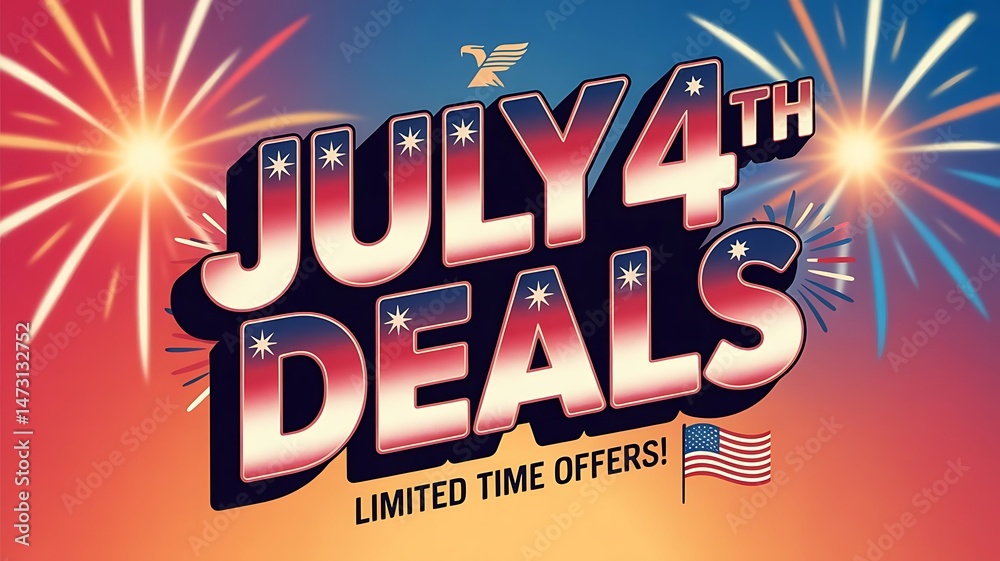 Fototapete fourth of july sale graphic, oversized 'july 4th deals' banner template for 4th july or independence