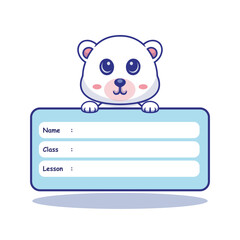 Illustration vector grapich of white bear and blank sign perfect for templates cover book 