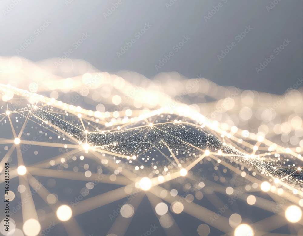 Poster digital network of interconnected points and lines with glowing