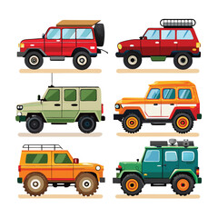 Set of  off road vehicle transport isolated on white background