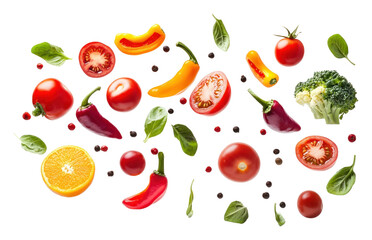 PNG Floating fruit and vegetable elements produce vegetables floating.