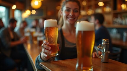 glass of beer on bar counter