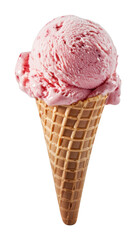 PNG Strawberry ice cream scoop cone dessert refreshing delicious.