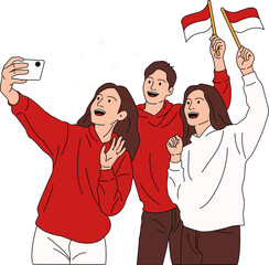 Indonesian Independence Day Event and Celebration, Vector Elements of Flags, Traditional Games, people iillustration, and Decorations