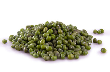 green mung beans isolated on white background