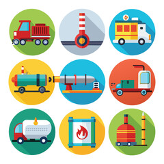 Set of  pipeline transport isolated on white background