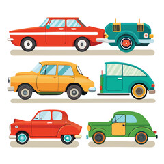 Set of  road rail vehicle transport isolated on white background