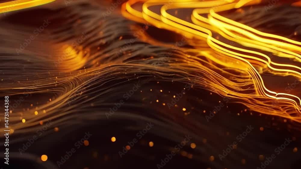 Poster dynamic abstract composition of glowing lines and patterns mesmerizing visual experience of movement