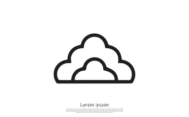 Outline cloud on transparent background, isolated weather icon, cloud computing