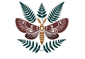 Moth Hand Drawn Simplified Colored Illustration Vector Isolated by AZ for Books, Arts, Design and Decoration Graphic Asset