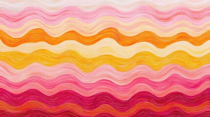 Abstract wave patterns with gradients of pink, orange, and yellow creating a warm, vibrant background