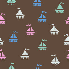 Cute ships pattern background vector design