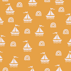 Cute ships pattern background vector design
