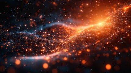 Fototapeta premium Abstract swirling particles of orange and blue light