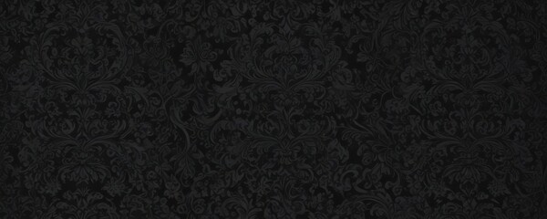 Seamless black gothic wallpaper, swirling floral damask pattern , wallpaper, detail