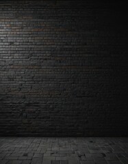 Black grunge brick wall, textured mortar, dark shadows, bleak atmosphere , abstract, decay